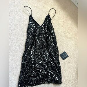 Lulus black sequin mini dress!